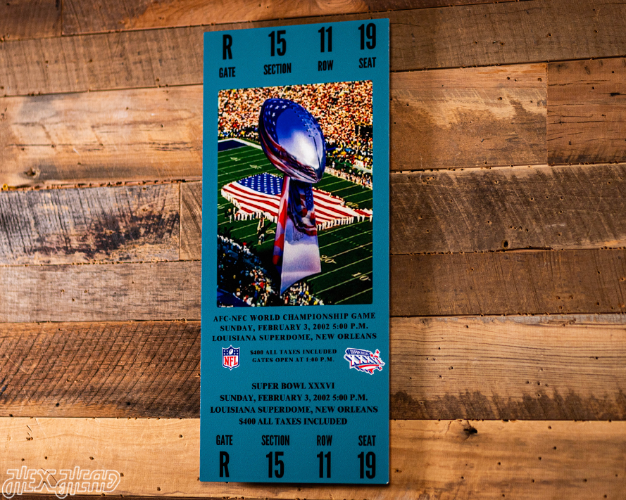 New England Patriots Super Bowl XXXVI Ticket Stub Single Layer Metal Wall Art