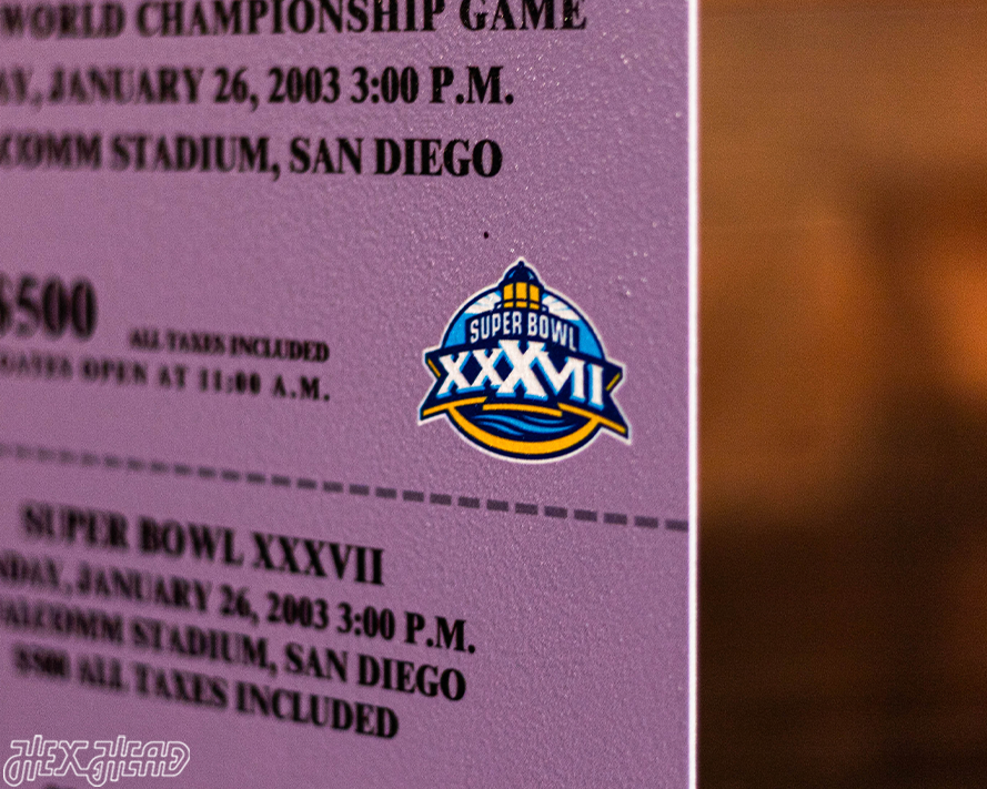 Tampa Bay Buccaneers Super Bowl XXXVII Ticket Stub Single Layer Metal Wall Art