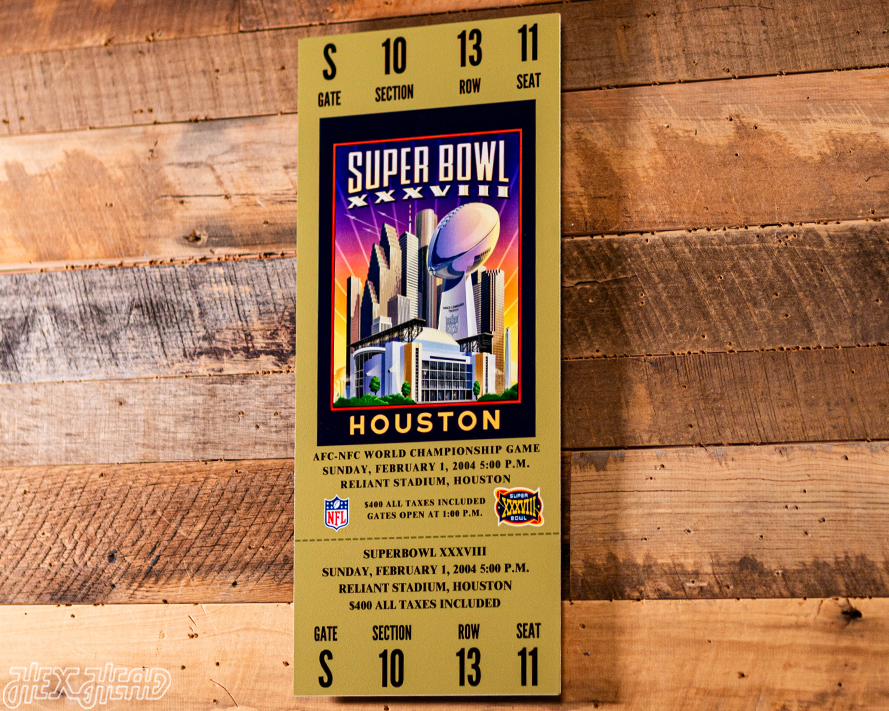 New England Patriots Super Bowl XXXVIII Ticket Stub Single Layer Metal Wall Art