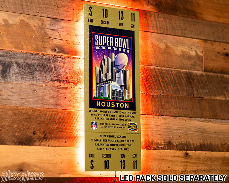 New England Patriots Super Bowl XXXVIII Ticket Stub Single Layer Metal Wall Art