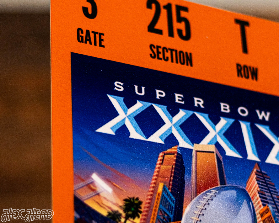 New England Patriots Super Bowl XXXIX Ticket Stub Single Layer Metal Wall Art