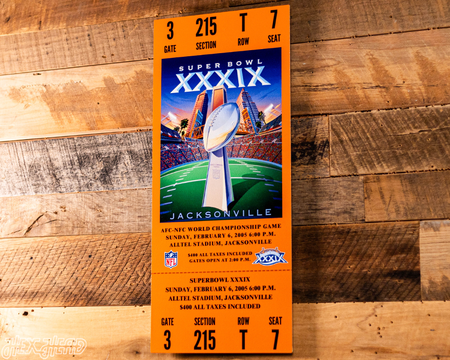New England Patriots Super Bowl XXXIX Ticket Stub Single Layer Metal Wall Art