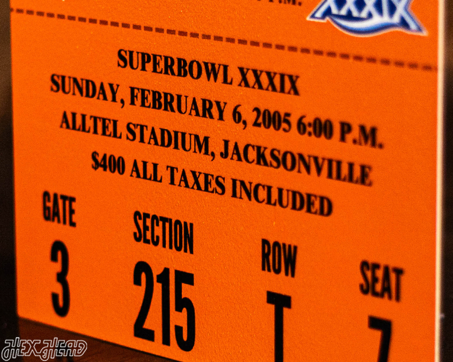 New England Patriots Super Bowl XXXIX Ticket Stub Single Layer Metal Wall Art