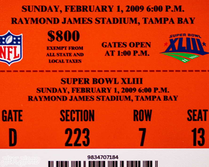 Pittsburgh Steelers Super Bowl XLIII Ticket Stub Single Layer Metal Wall Art