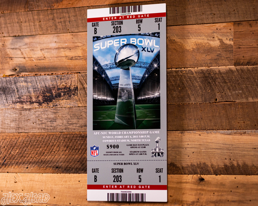 Green Bay Packers Super Bowl XLV Ticket Stub Single Layer Metal Wall Art
