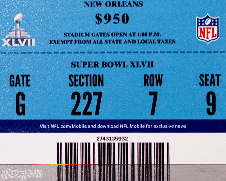 Baltimore Ravens Super Bowl XLVII Ticket Stub Single Layer Metal Wall Art