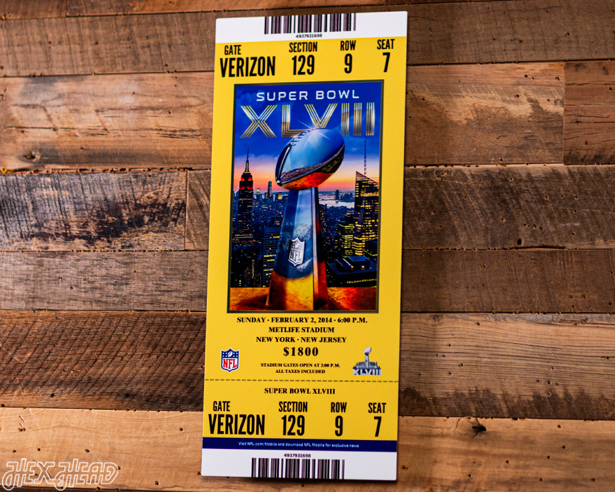 Seattle Seahawks Super Bowl XLVIII Ticket Stub Single Layer Metal Wall Art