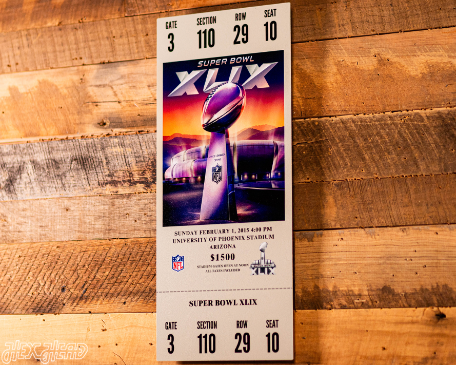 New England Patriots Super Bowl XLIX Ticket Stub Single Layer Metal Wall Art