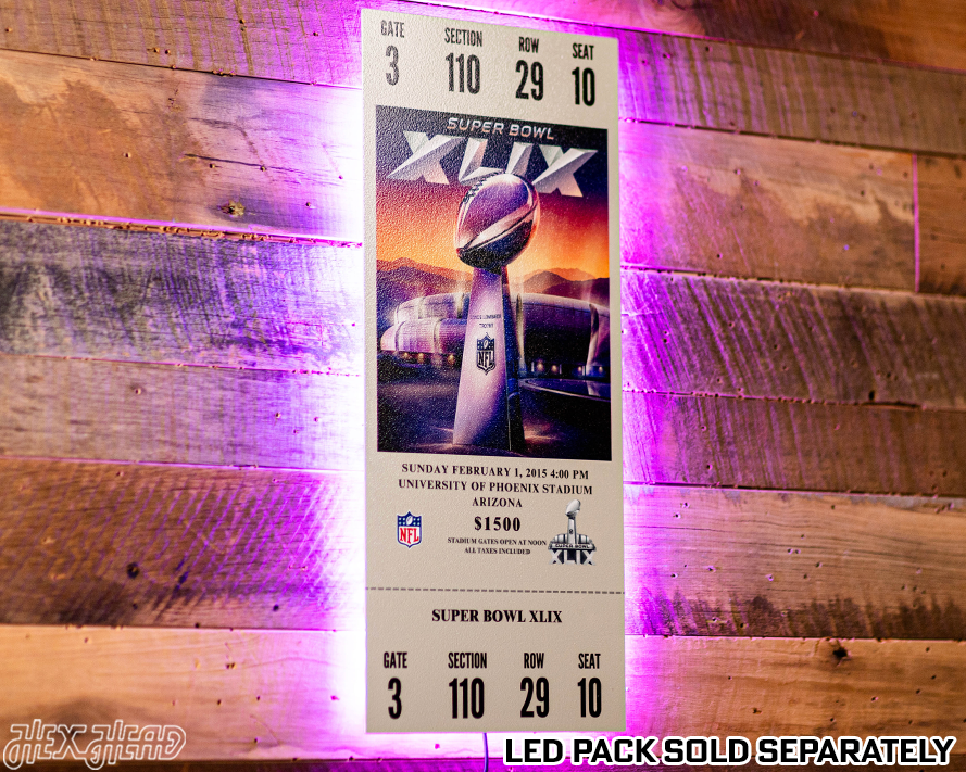 New England Patriots Super Bowl XLIX Ticket Stub Single Layer Metal Wall Art