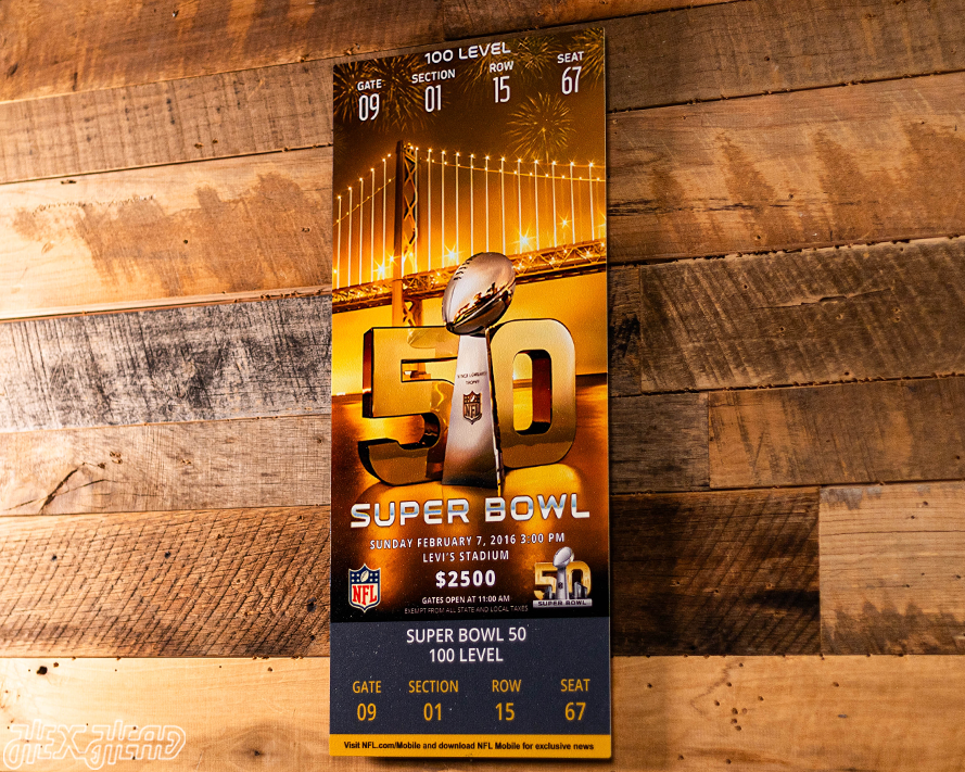 Denver Broncos Super Bowl 50 Ticket Stub Single Layer Metal Wall Art