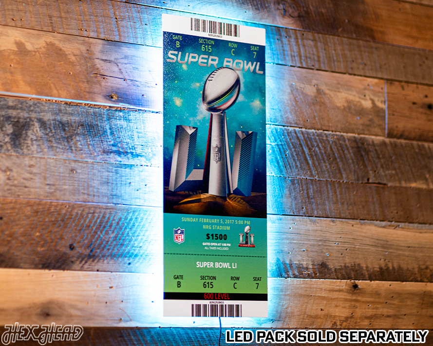 New England Patriots Super Bowl LI Ticket Stub Single Layer Metal Wall Art