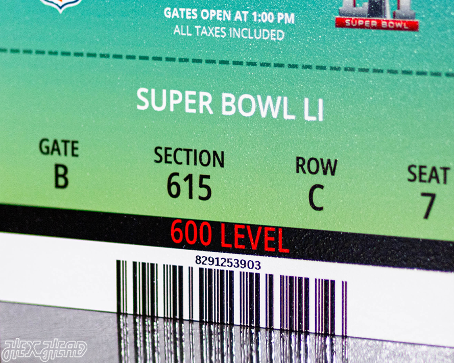 New England Patriots Super Bowl LI Ticket Stub Single Layer Metal Wall Art