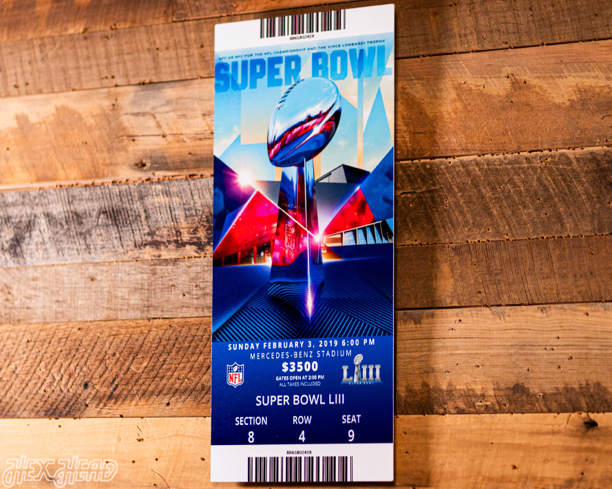 New England Patriots Super Bowl LIII Ticket Stub Single Layer Metal Wall Art