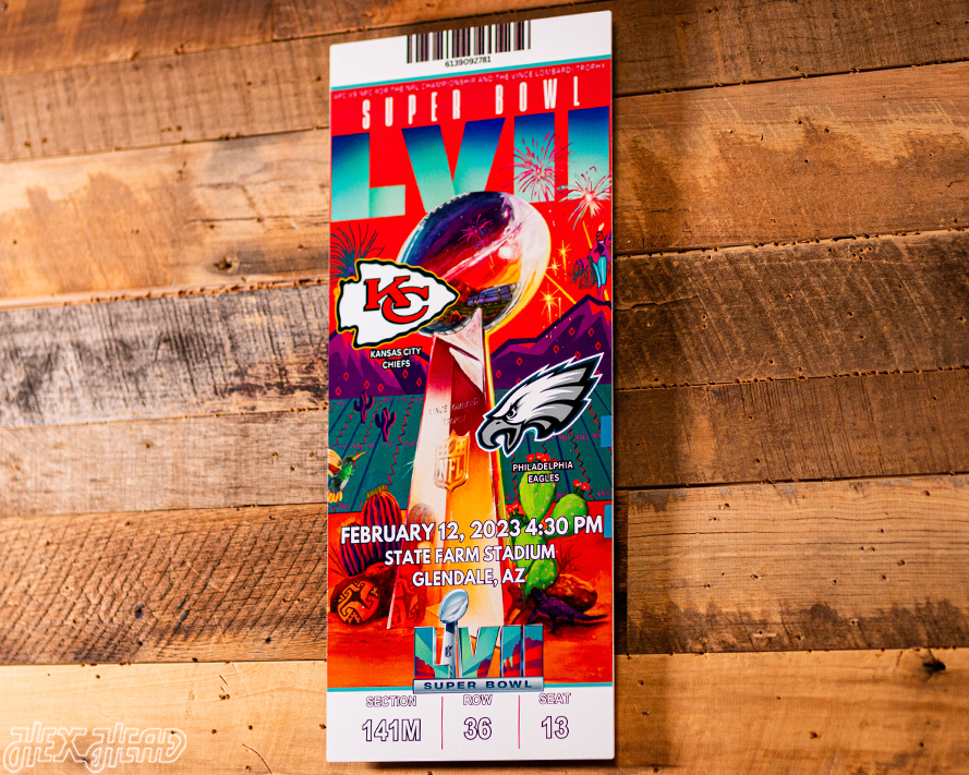 Kansas City Chiefs Super Bowl LVII Ticket Stub Single Layer Metal Wall Art