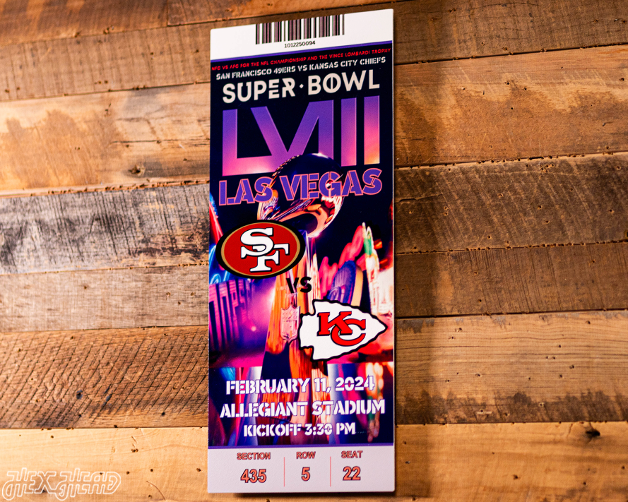 Kansas City Chiefs Super Bowl LVIII Ticket Stub Single Layer Metal Wall Art