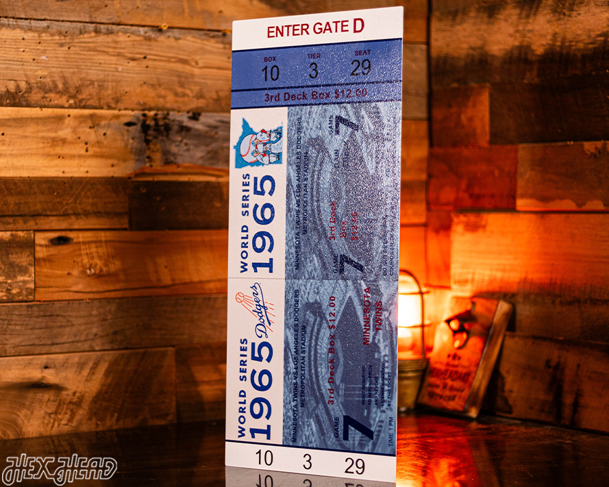 Los Angeles Dodgers 1965 World Series Ticket Stub Single Layer Metal Wall Art
