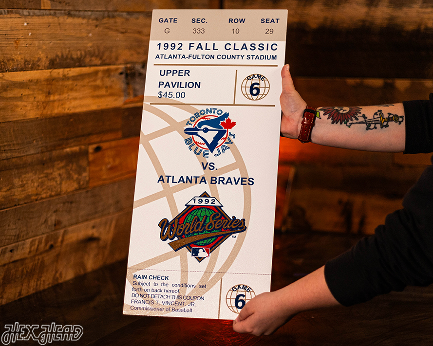 Toronto Blue Jays 1992 World Series Ticket Stub Single Layer Metal Wall Art