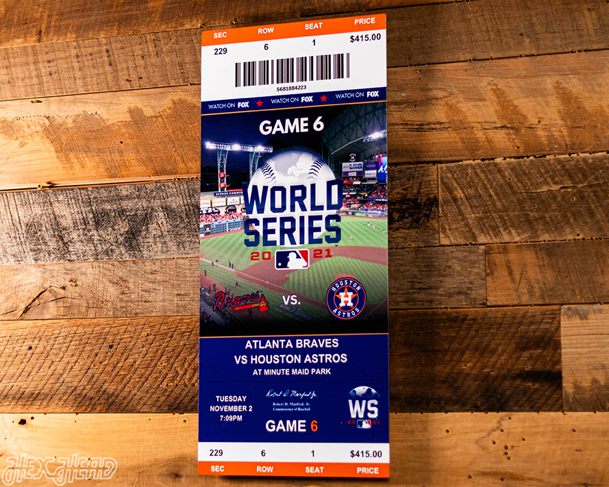 Atlanta Braves 2021 World Series Ticket Stub Single Layer Metal Wall Art