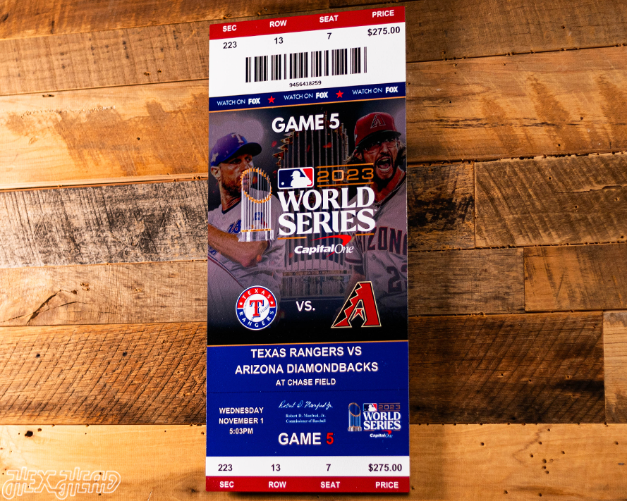 Texas Rangers 2023 World Series Ticket Stub Single Layer Metal Wall Art