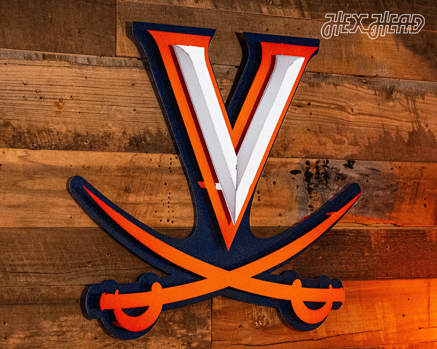 Virginia Cavaliers V on Sabres 3D Metal Wall Art