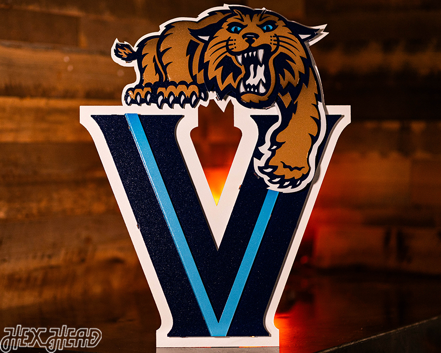 Villanova "Wildcat over the V" 3D Metal Artwork