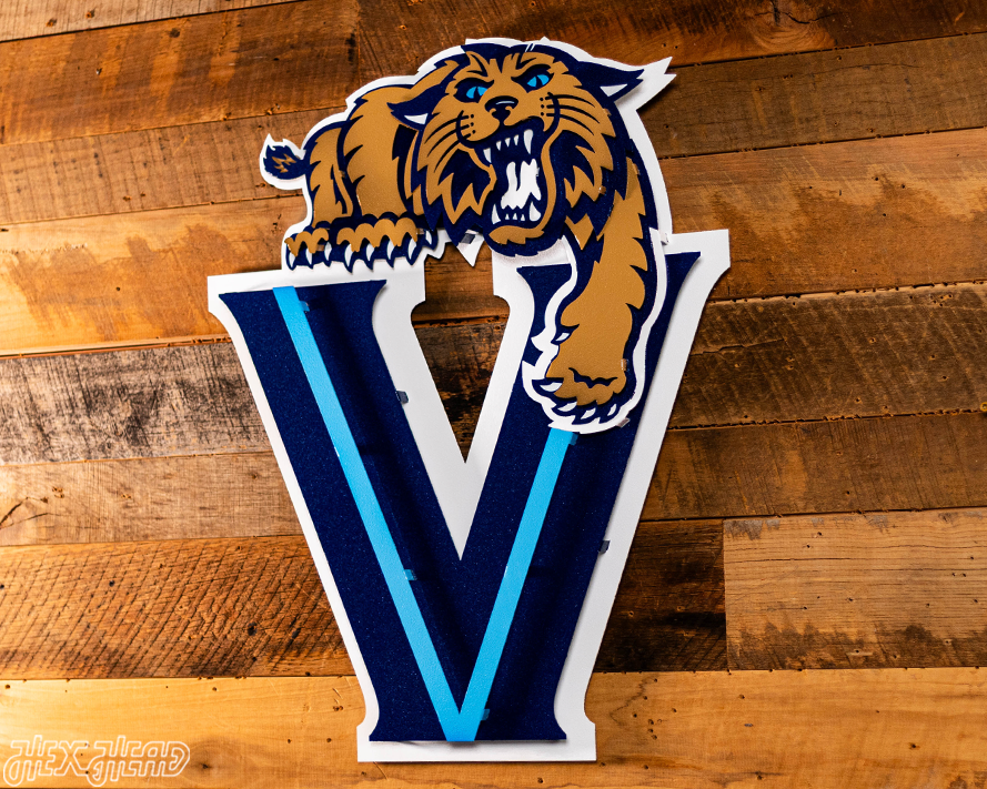 Villanova "Wildcat over the V" 3D Metal Artwork