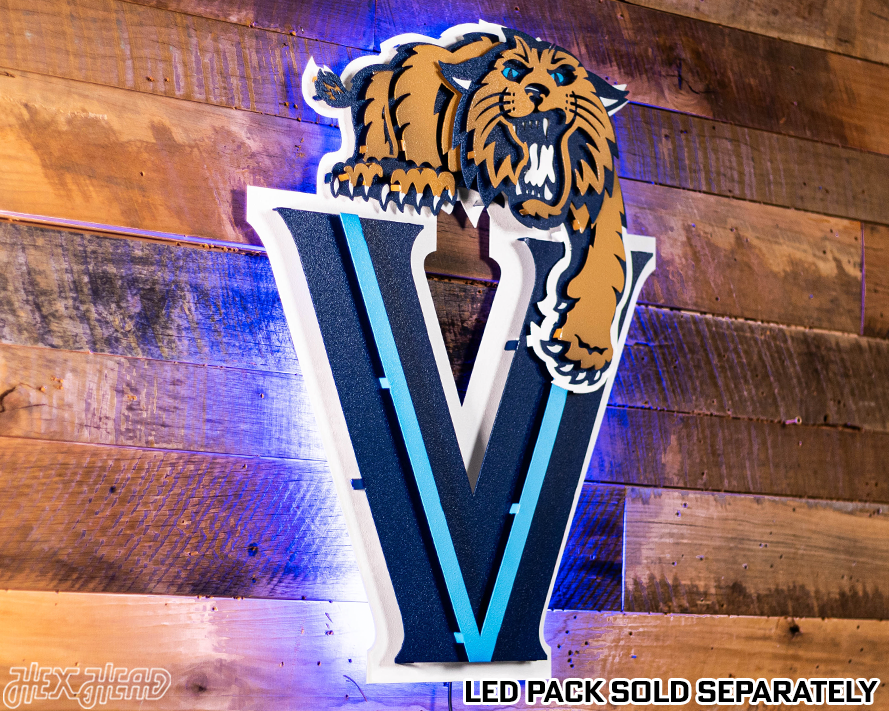 Villanova "Wildcat over the V" 3D Metal Artwork