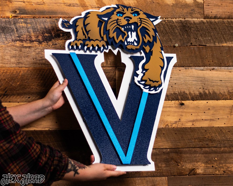 Villanova "Wildcat over the V" 3D Metal Artwork