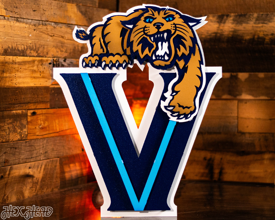 Villanova "Wildcat over the V" 3D Metal Artwork