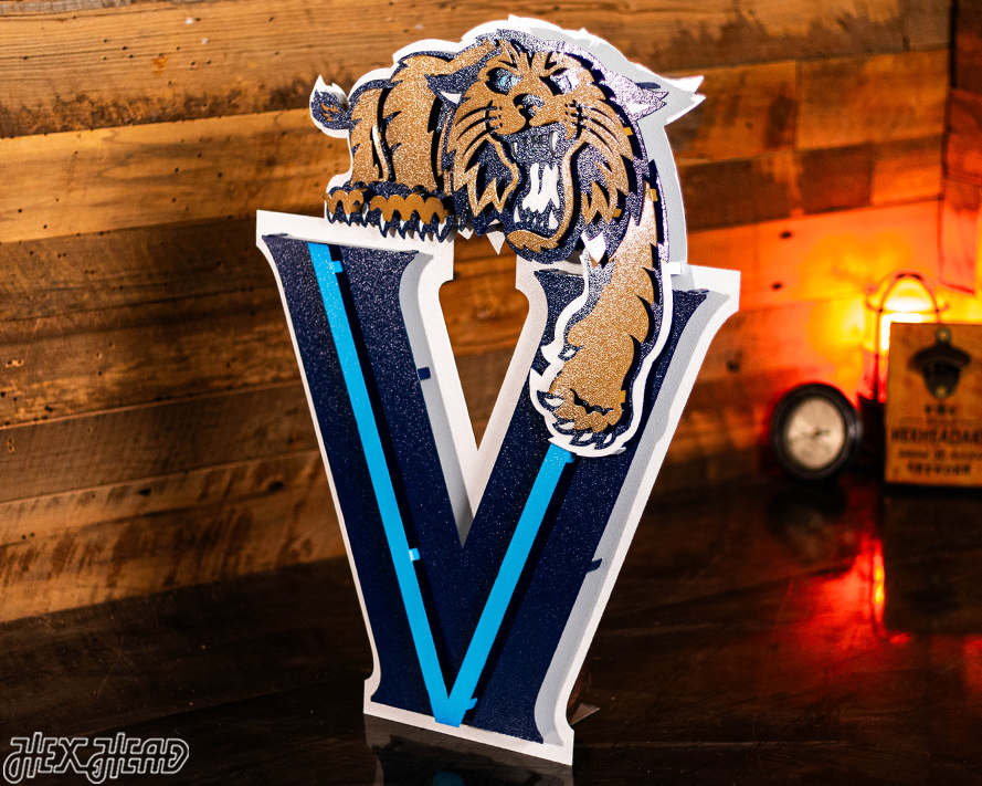 Villanova "Wildcat over the V" 3D Metal Artwork