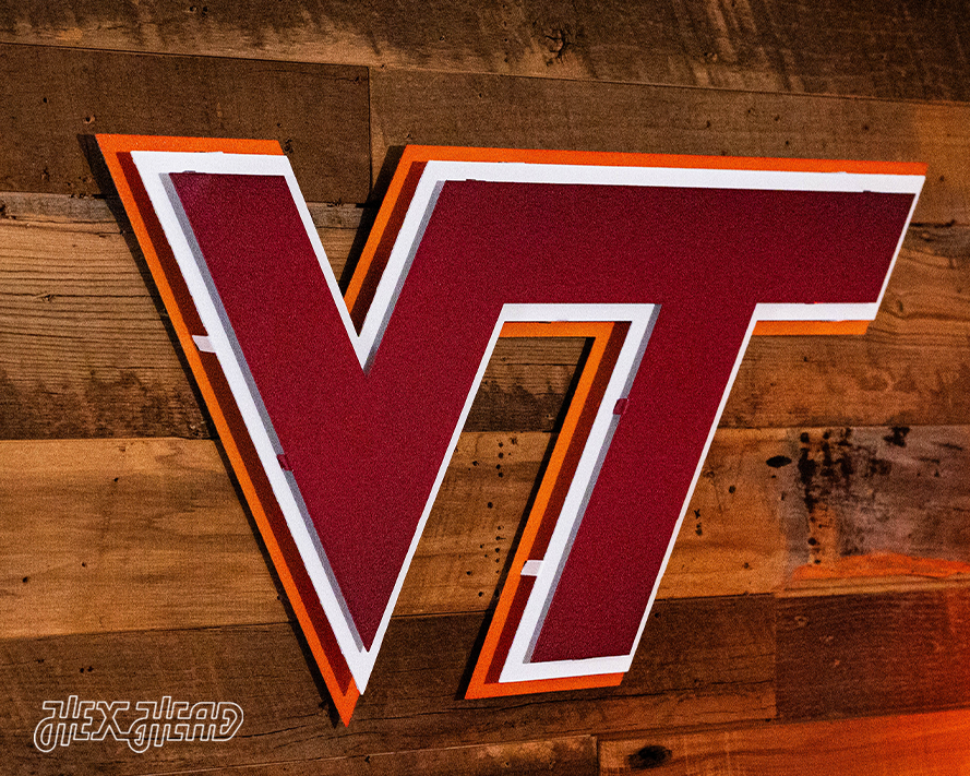 Virginia Tech 3 Layer "VT" 3D Vintage Metal Wall Art