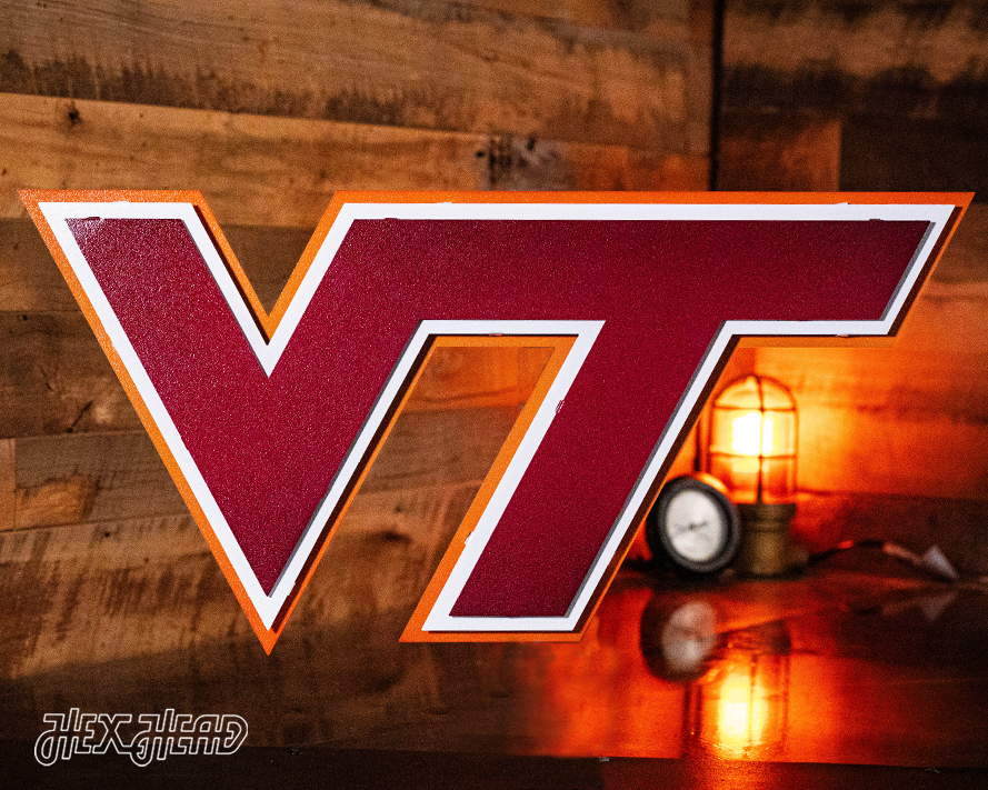 Virginia Tech 3 Layer "VT" 3D Vintage Metal Wall Art