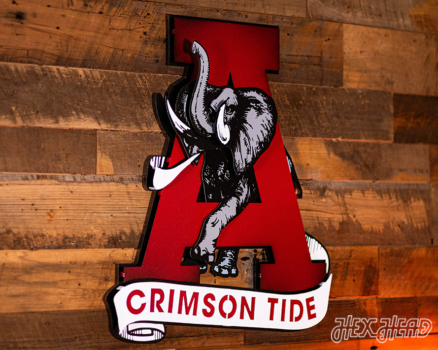 Alabama Crimson Tide VAULT "Elephant thru A" 3D Metal Wall Art