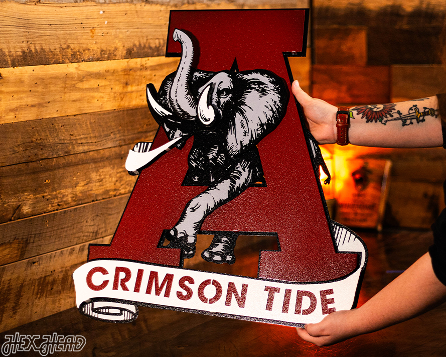 Alabama Crimson Tide VAULT "Elephant thru A" 3D Metal Wall Art