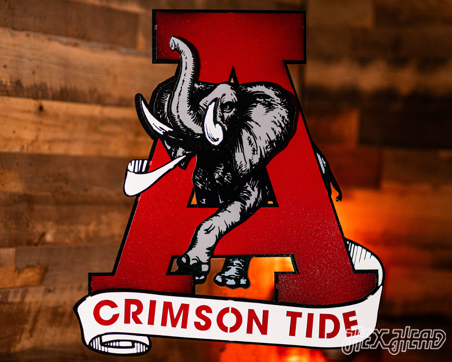 Alabama Crimson Tide VAULT "Elephant thru A" 3D Metal Wall Art