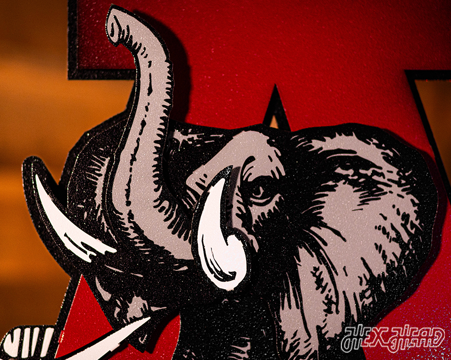 Alabama Crimson Tide VAULT "Elephant thru A" 3D Metal Wall Art