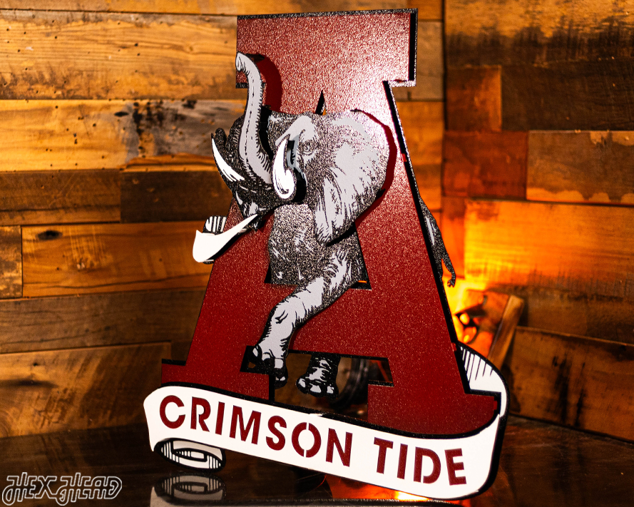 Alabama Crimson Tide VAULT "Elephant thru A" 3D Metal Wall Art