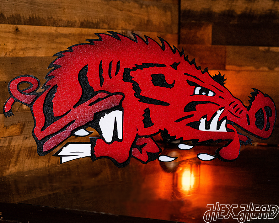 Arkansas Razorbacks VAULT "Slobbering Hog" 3D Vintage Metal Wall Art