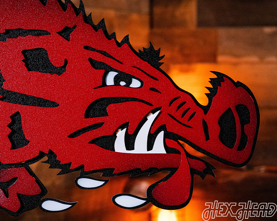 Arkansas Razorbacks VAULT "Slobbering Hog" 3D Vintage Metal Wall Art