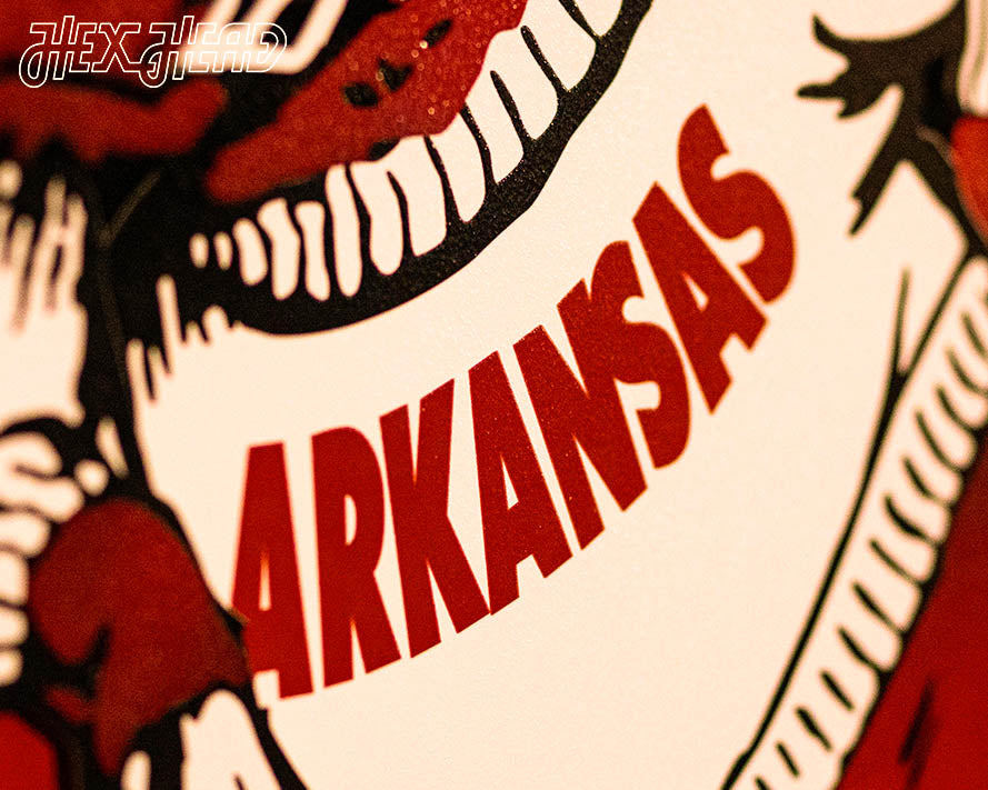 Arkansas Razorback VAULT "Hog Leaning on A" 3D Vintage Metal Wall Art