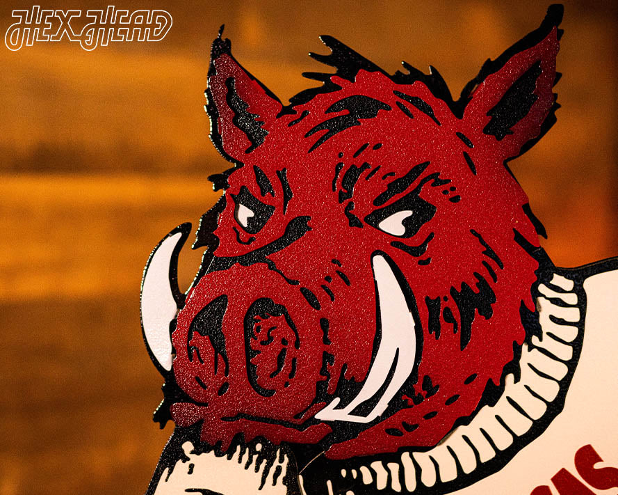 Arkansas Razorback VAULT "Hog Leaning on A"  3D Vintage Metal Wall Art