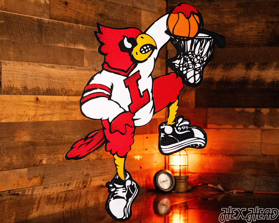 Louisville Cardinals "Dunking Cardinal Bird" 3D VAULT Metal Wall Art