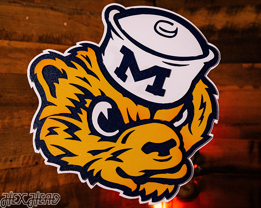 Michigan Wolverines VAULT Mascot 3D Vintage Metal Wall Art