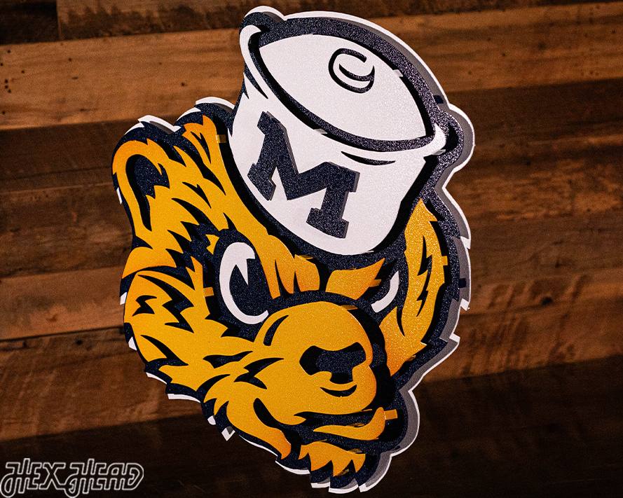 Michigan Wolverines VAULT Mascot 3D Vintage Metal Wall Art