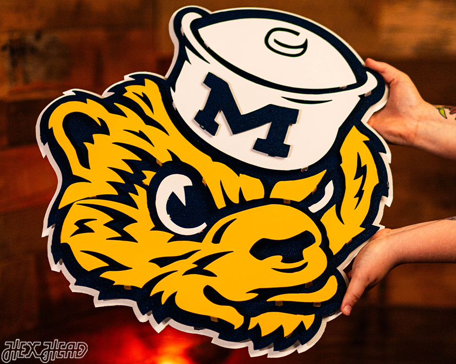 Michigan Wolverines VAULT Mascot 3D Vintage Metal Wall Art