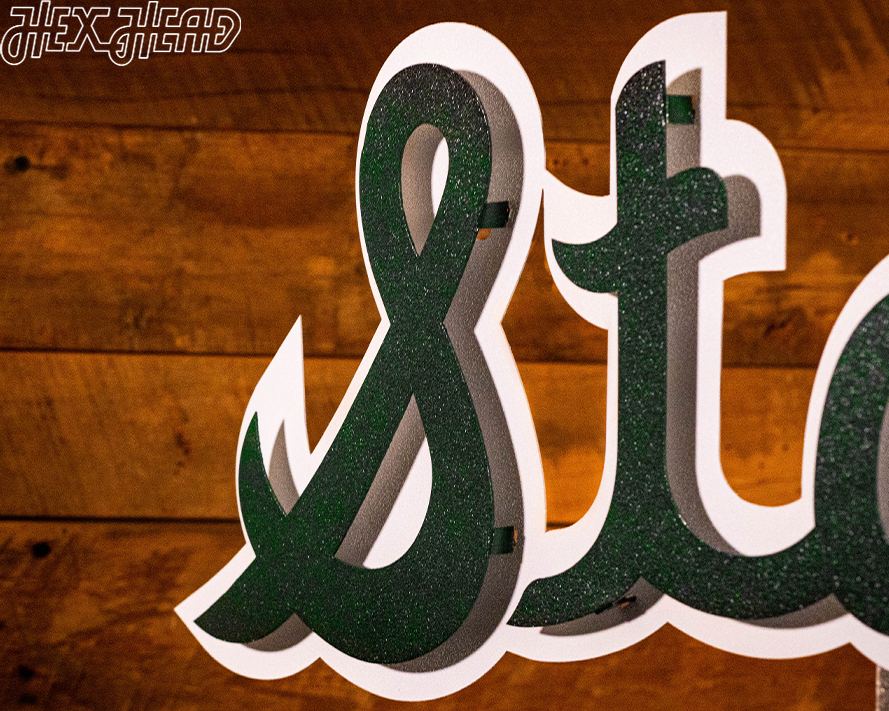 Michigan State Spartans VAULT cursive "STATE" 3D Metal Wall Art