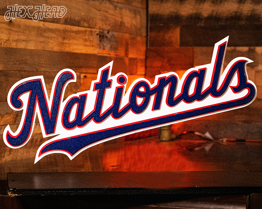 Washington Nationals 3 Layer "Nationals" Script 3D Metal Wall Art