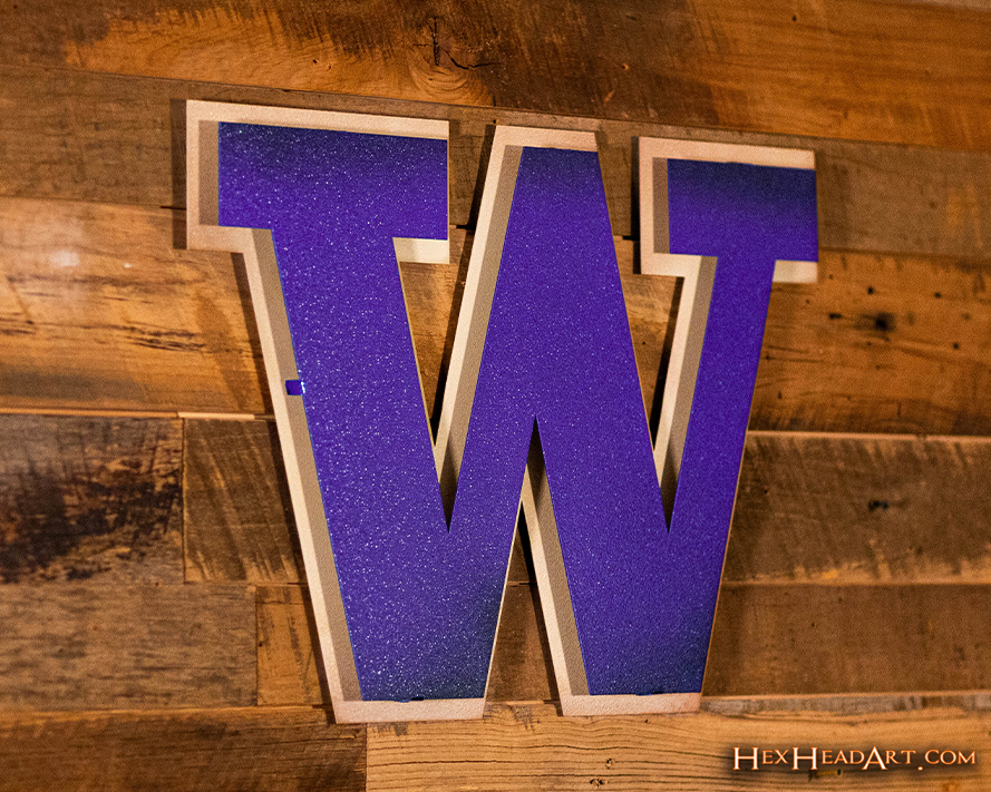 Washington Huskies "W" 3D Vintage Metal Art