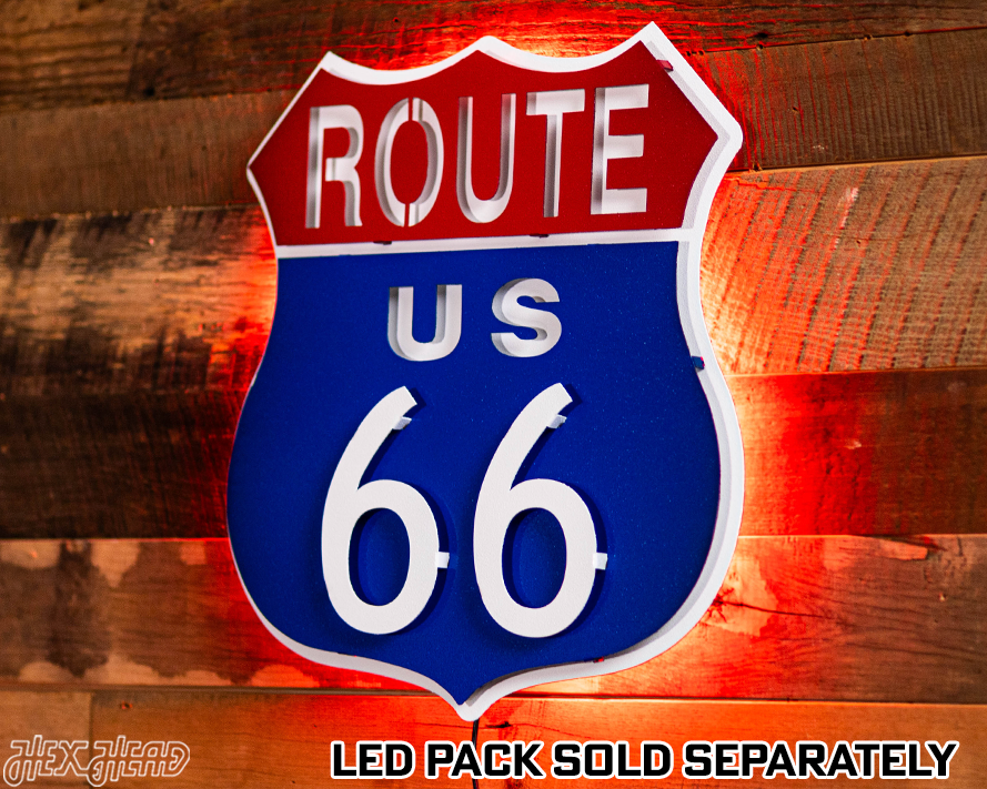 Route 66 Vintage Red White and Blue 3D Metal Wall Art