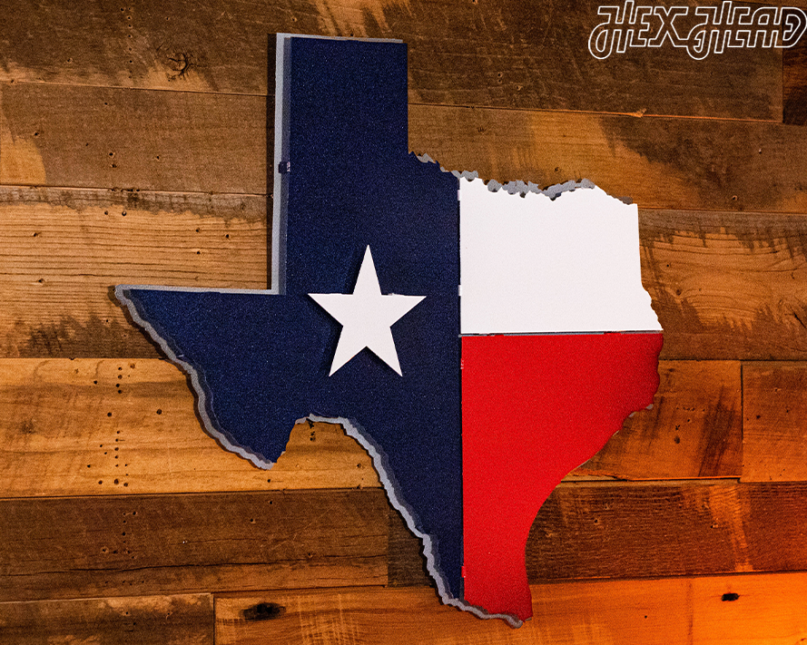 Lone Star State of Texas Flag 3D Vintage Metal Wall Art